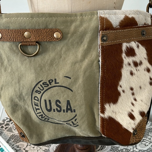 Maya Handbag - cowhide and canvas - Picture 2 of 5